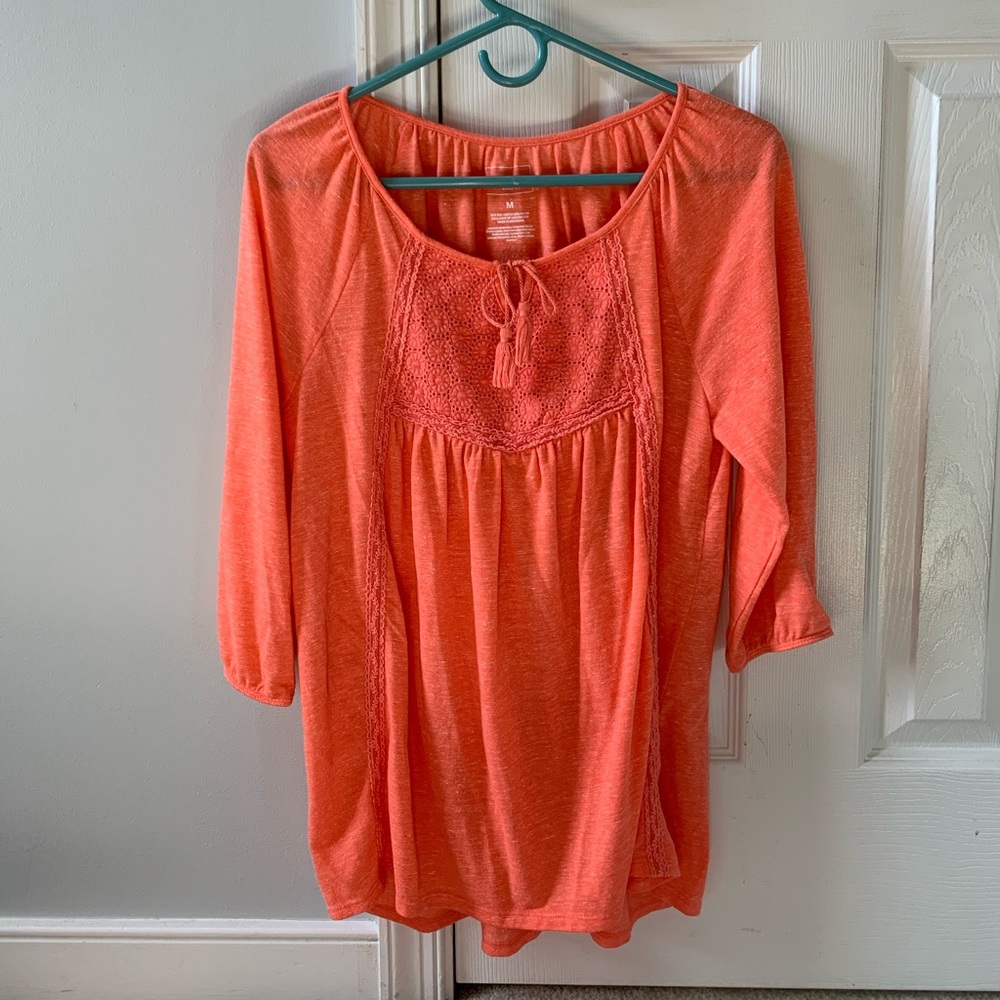 Sonoma Coral/Peach 3/4 Sleeve Top